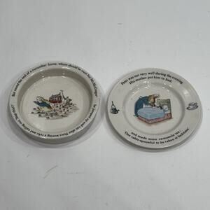 Wedgwood Beatrix Potter Peter Rabbit Child’s 2-Piece Set Bowl Plate England
